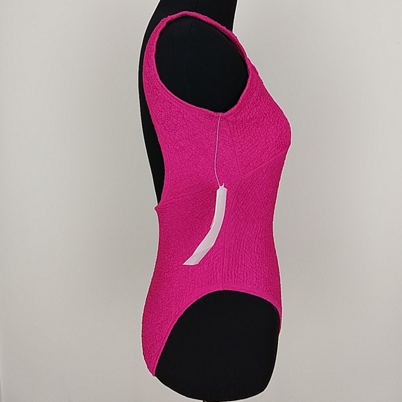 Vintage 80s NWT Hot Pink One Piece Swimsuit - Picture 4 of 8